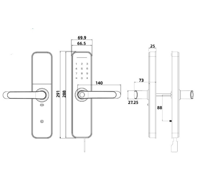Умный дверной биометрический замок SEVEN LOCK SL-7766BF