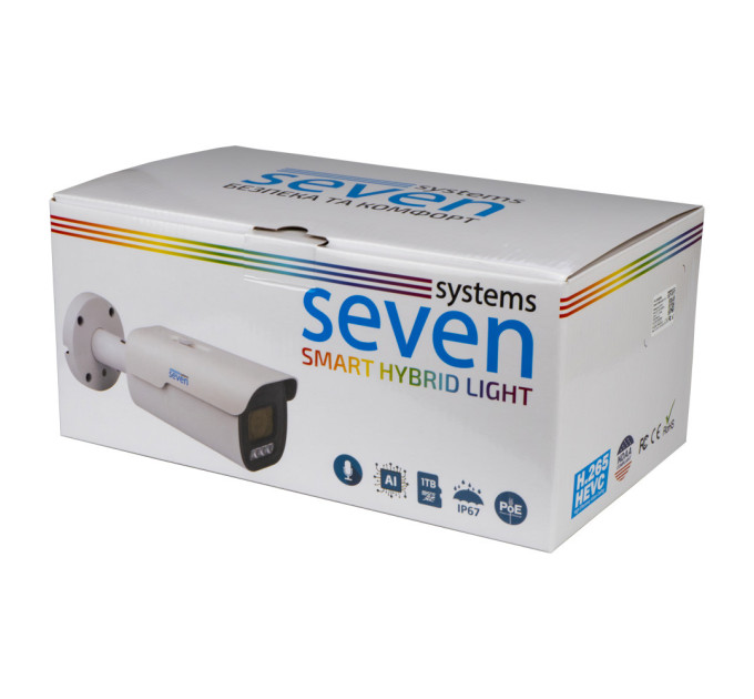 IP-відеокамера 5 Мп SEVEN IP-7255PA-DL white 4 мм з розумним подвійним підсвічуванням