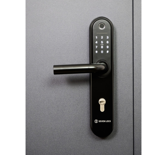 Розумний дверний біометричний замок SEVEN LOCK SL-7768BF (85мм) black