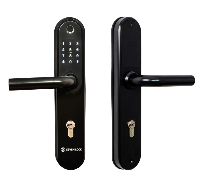Розумний дверний біометричний замок SEVEN LOCK SL-7768BF (85мм) black