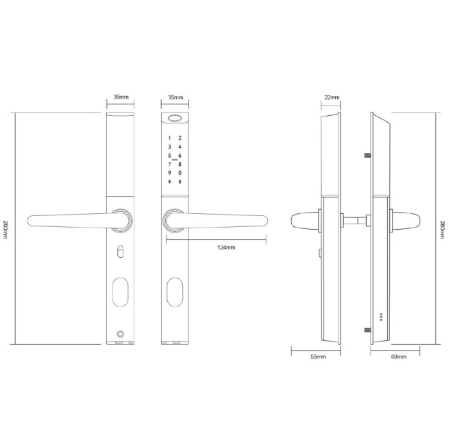 Умный дверной биометрический замок SEVEN LOCK SL-7763BF black