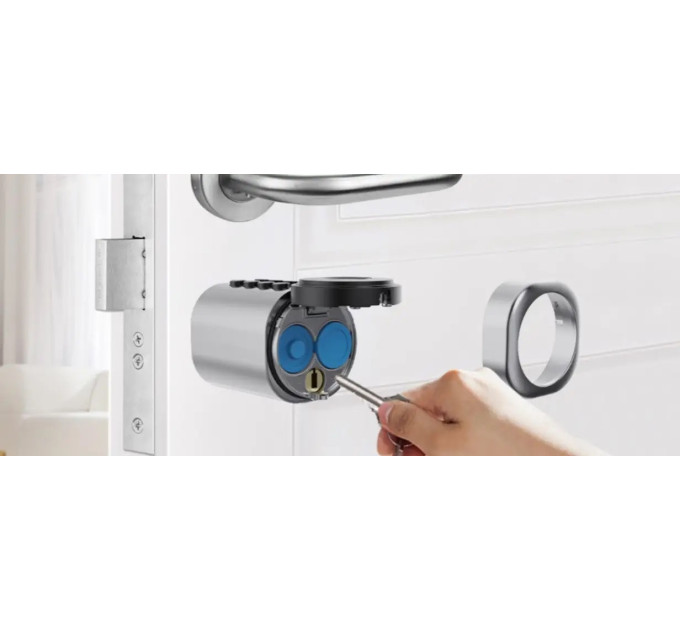 Розумний дверний біометричний замок (циліндр) SEVEN LOCK SL-7774BF silver (35-90 мм)