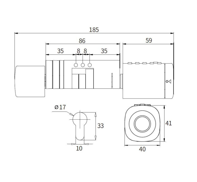 Розумний дверний біометричний замок (циліндр) SEVEN LOCK SL-7773BF silver (40-106 мм)