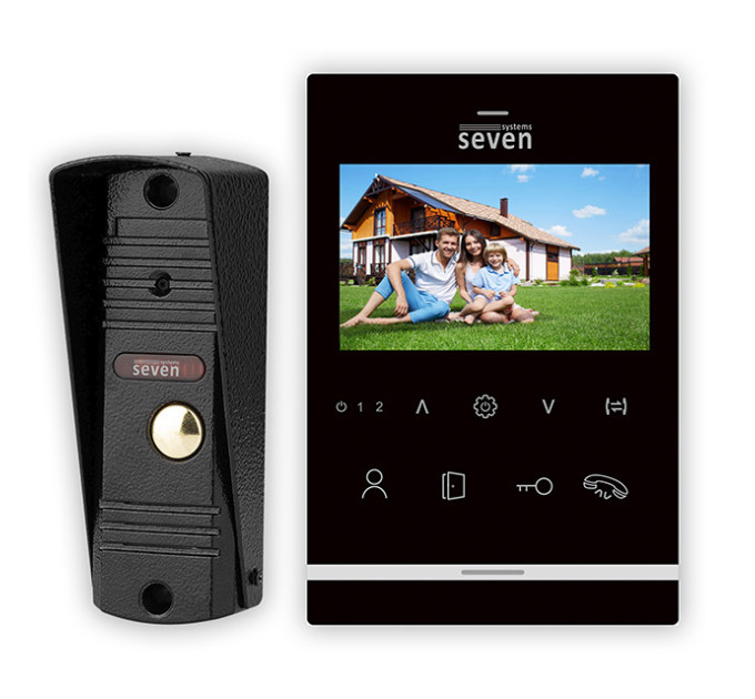 Комплект домофону 4 дюйми з панеллю виклику SEVEN DP–7542 Kit black