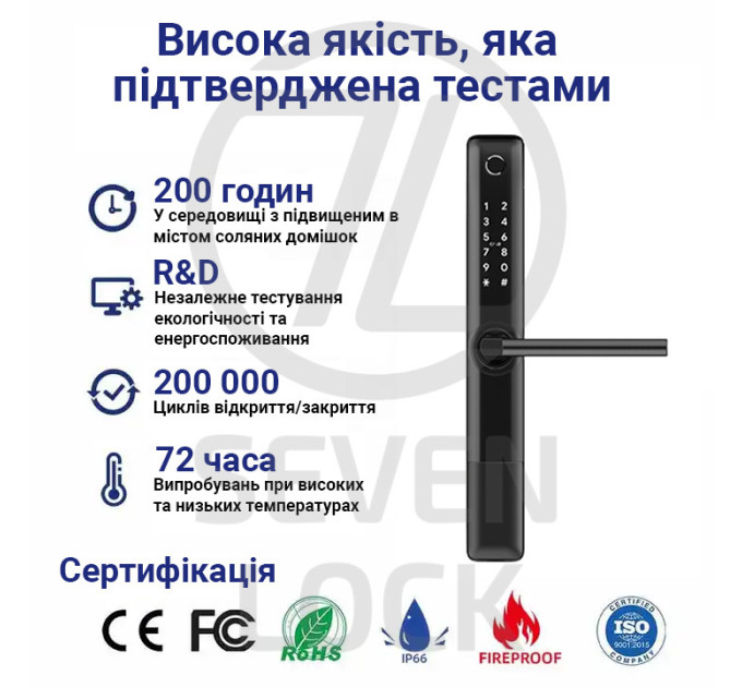 Умный дверной биометрический замок SEVEN LOCK SL-7762BF