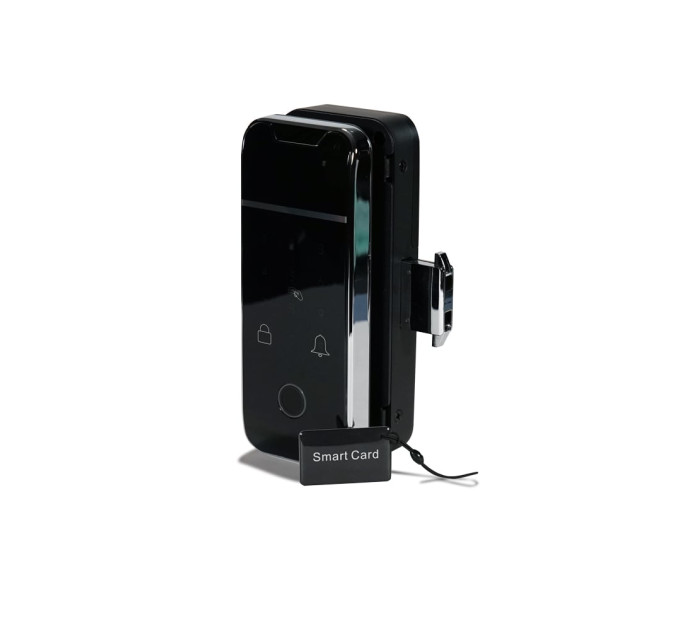 Замок біометричний автономний на скляні двері Trinix TRL-3307BTG з Bluetooth, зчитувачем відбитків пальців і карт Mifare