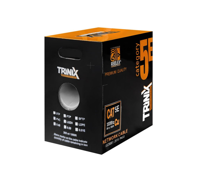 Кабель витая пара UTP CAT6 CU 0.56mm LSZH Indoor Trinix 305m