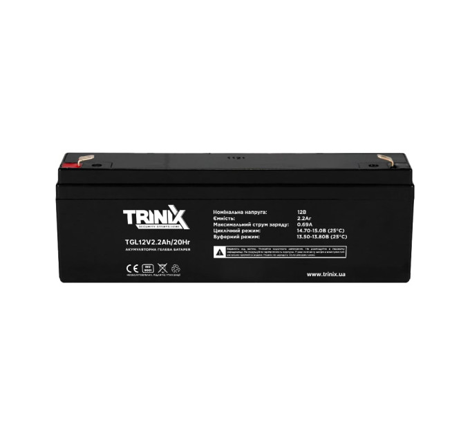 Акумуляторна батарея гелева 12В 2.2Аг Trinix TGL12V2.2Ah/20Hr GEL