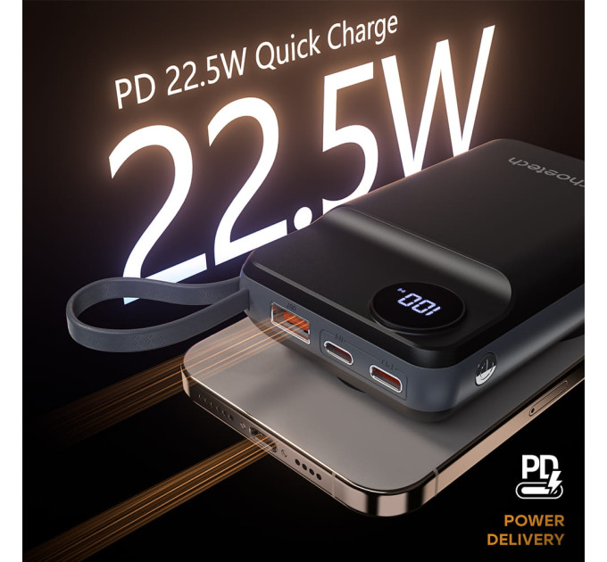 Повербанк 20000mAh Choetech B696 Black QC3.0 PD3.0 беспроводная зарядка смартфонов и Apple Watch