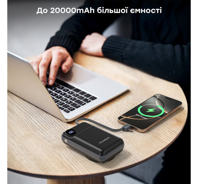 Повербанк 20000mAh Choetech B696 Black QC3.0 PD3.0 беспроводная зарядка смартфонов и Apple Watch
