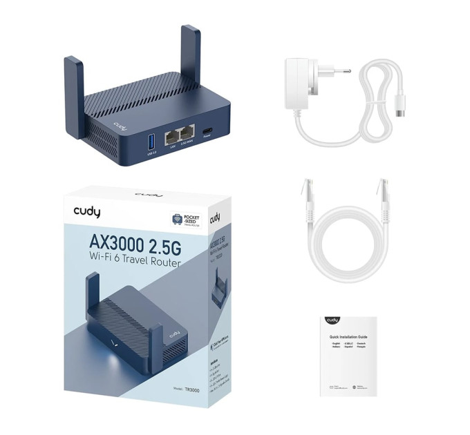 WiFi 6 Mesh-маршрутизатор Cudy TR3000 двухдиапазонный гигабитный портативный AX3000