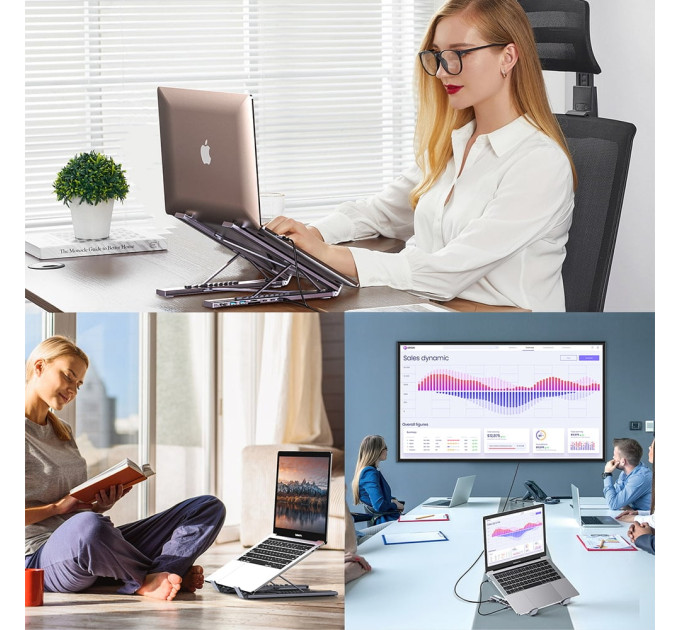 USB-C хаб-подставка 7-в-1 Choetech M57 HDMI 4K@30Hz, 2 USB 3.0, USB-C Data, USB-C PD 100W, SD-card, TF-card