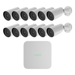 Комплект IP-відеонагляду на 12 камер Ajax IP-Video Kit 12x5Mp/2.8mm (BW): 12 циліндричних 5Mp відеокамер + 16-канальний 8Mp відеореєстратор