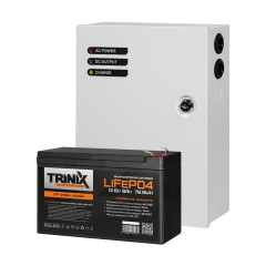 Комплект резервного питания Trinix: источник бесперебойного питания PSU-1203LED(M) LiFePO4 и аккумуляторная батарея LFP 12V6Ah LiFePO4