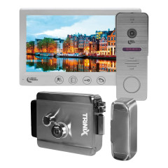 Комплект видеодомофона Light Vision с электрозамком: домофон 7" AMSTERDAM FHD White, видеопанель 2Mp RIO FHD Grey, электромеханический замок Trinix TRX Fass Steel