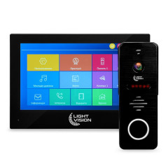 Комплект видеодомофона Light Vision: домофон 7" SINGAPORE (AI) FHD Black и видеопанель RIO FHD Black
