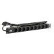 Блок розеток 19" 1U ITK PDU PH22-9D1-P чорний на 9 розеток Schuko, кабель 2м, ПВХ