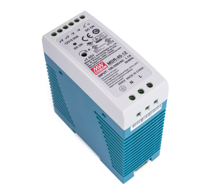 Блок питания MDR-40-12 Mean Well на DIN-рейке