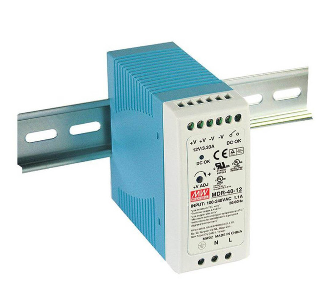 Блок питания MDR-40-12 Mean Well на DIN-рейке