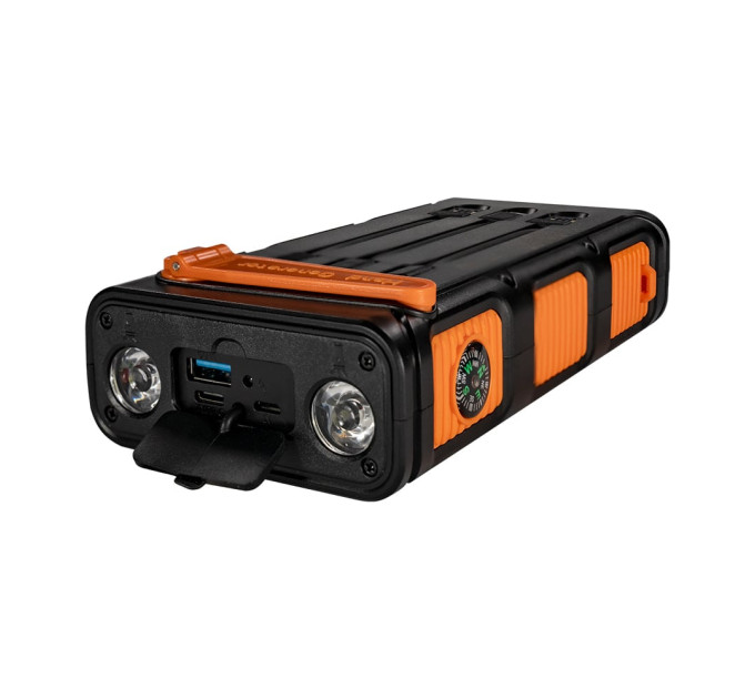 Повербанк з сонячною панеллю 30000mAh Power Bank Kraft KPB-U1930HCSL Orange ліхтар, динамогенератор