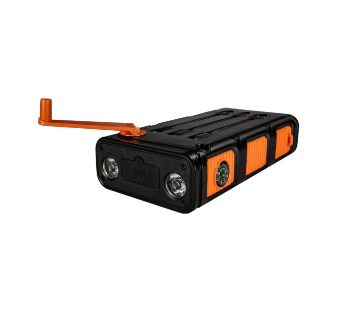 Повербанк з сонячною панеллю 30000mAh Power Bank Kraft KPB-U1930HCSL Orange ліхтар, динамогенератор