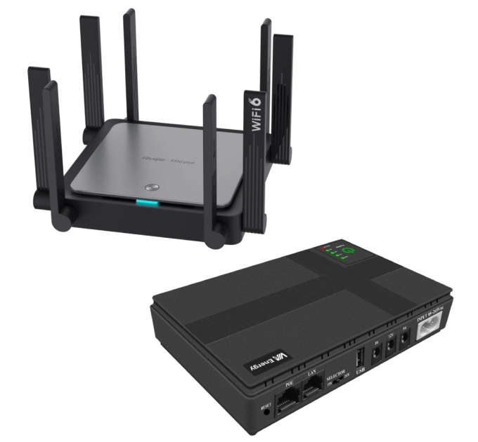 Комплект ИБП VIA Energy Mini UPS 2.0+ беспроводной маршрутизатор Ruijie RG-EW3200GX PRO Комплект ИБП VIA Energy Mini UPS 2.0+ беспроводной маршрутизатор Ruijie RG-EW3200GX PRO
