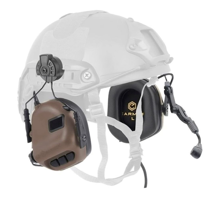 Активні захисні навушники Earmor M32H (CB) Coyote Brown з гарнітурою та кріпленням на шолом