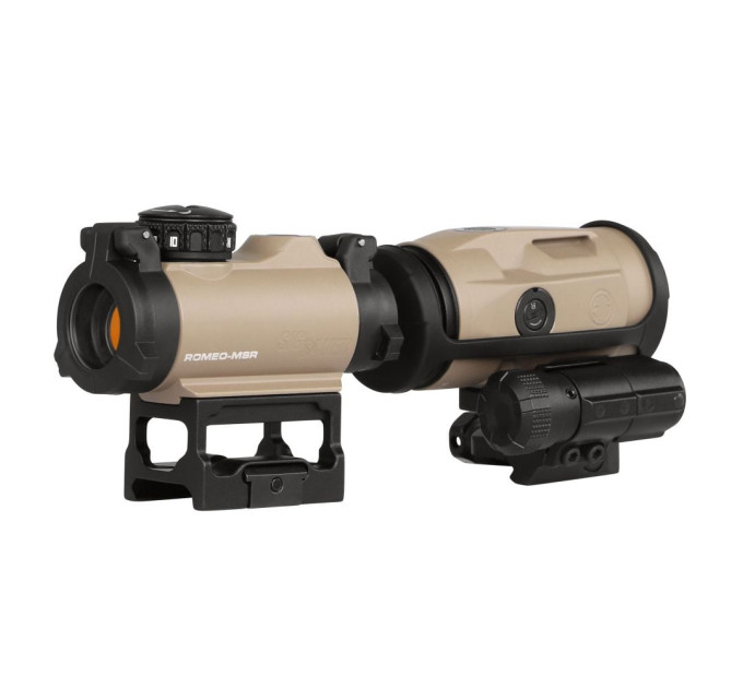 Коліматорний приціл Sig Sauer Romeo-MSR 2MOA red dot зі збільшувачем Juliet3-Micro 1-3X FDE