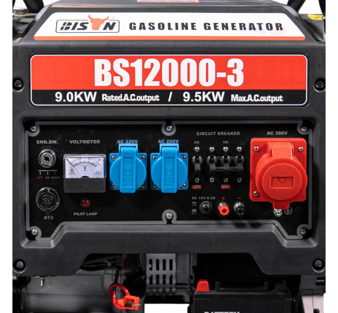 Генератор бензиновий трифазний 9 кВт Bison BS12000-3