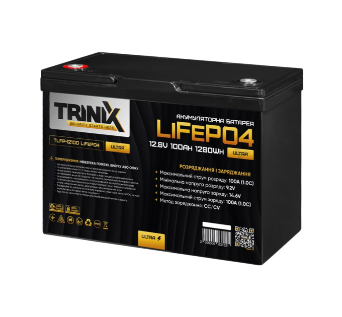 Акумуляторна батарея літій-залізо-фосфатна 12.8В 100А*год Trinix TLFP-12100 Ultra LiFePO4 з Bluetooth (Black)