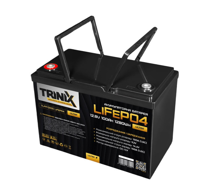 Акумуляторна батарея літій-залізо-фосфатна 12.8В 100А*год Trinix TLFP-12100 Ultra LiFePO4 з Bluetooth (Black)