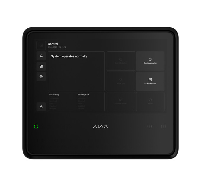Бездротовий ППКП Ajax EN54 Fire Hub Jeweller Black з Wi-Fi, 2G/4G, Ethernet, підтримкою до 200 пристроїв та 40 пожежних зон