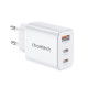 Сетевое зарядное устройство для Choetech PD3046 PD30W GAN USB-A+2xUSB-C White