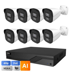 Комплект IP-відеонагляду на 8 камер TVT IP-Video Kit 8x4Mp (B) PoE: 8 циліндричних 4Mp відеокамери + 8-канальний 8Mp відеореєстратор