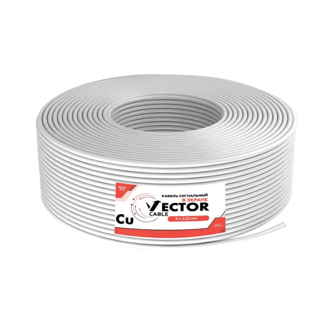Кабель сигнальный Vector 6х0.22 Cu экран 100m