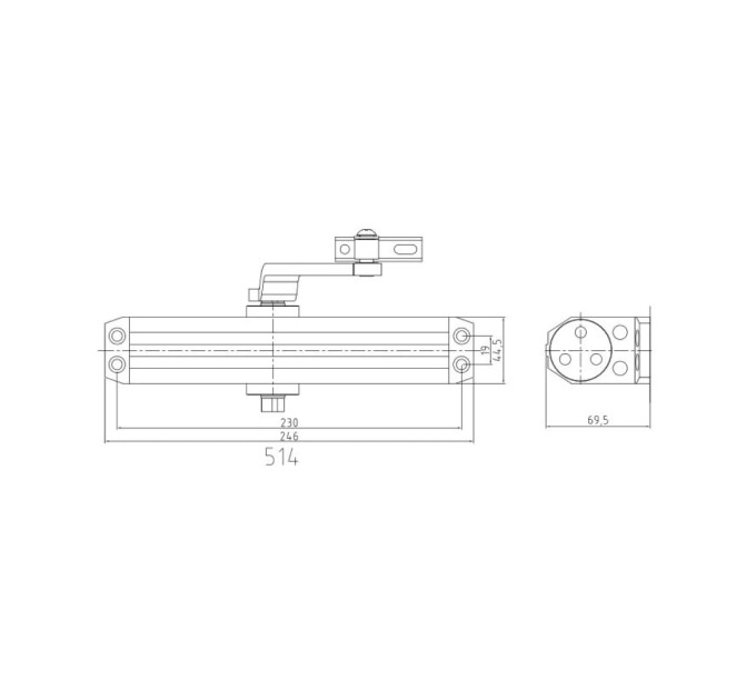 Дверний доводчик Dortec DT-514 Silver