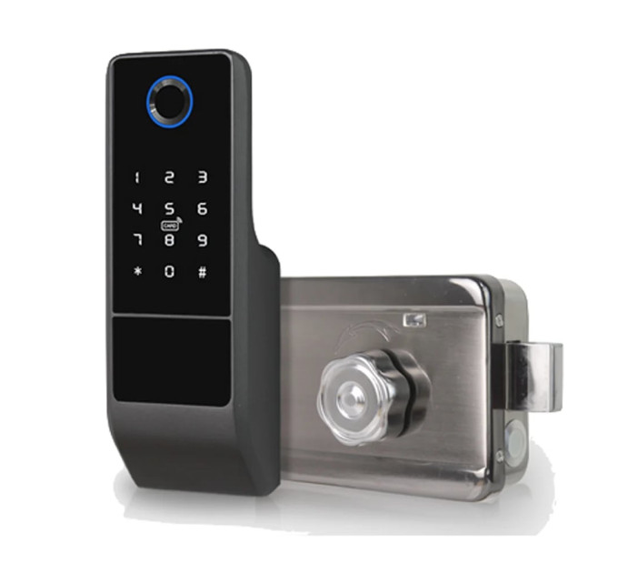 Замок біометричний автономний Trinix TRL-5201BTFW Black Left з Bluetooth, зчитувачем відбитків пальців і карт Mifare