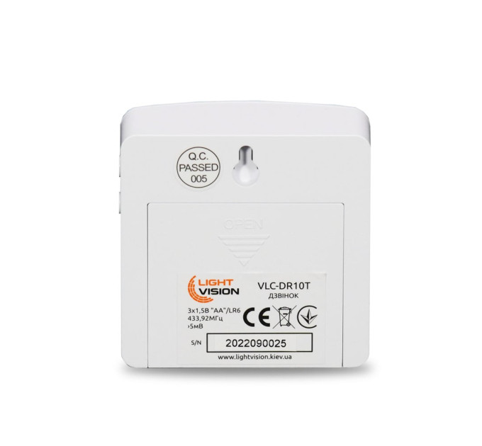 Дверний WiFi дзвінок Light Vision VLC-DR10T(Tuya) White з ІЧ-датчиком руху