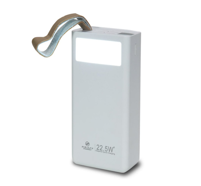 Повербанк 20000mAh Power Bank Kraft TPB-2320 White 22.5W QC3.0 LED-ліхтар