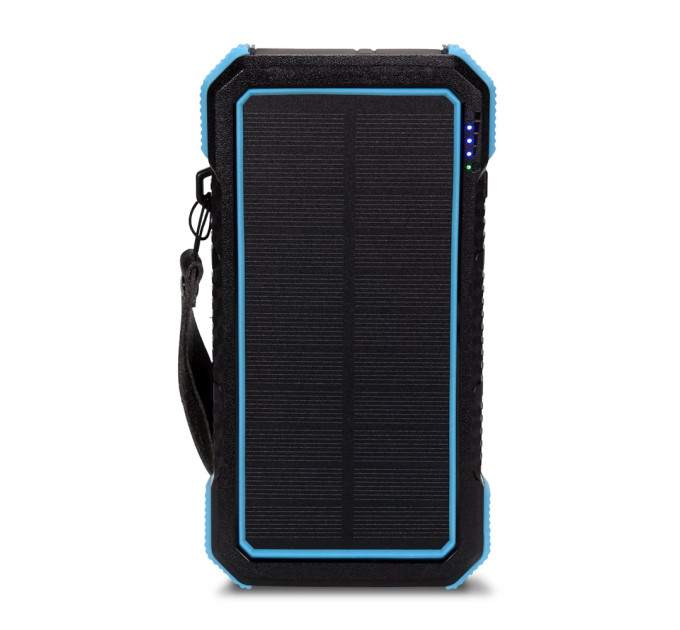 Повербанк с солнечной панелью 20000mAh Power Bank Kraft TPB-1820SLP Blue беспроводная зарядка 18W QC2.0 LED-фонарь Повербанк с солнечной панелью 20000mAh Power Bank Kraft TPB-1820SLP Blue беспроводная зарядка 18W QC2.0 LED-фонарь