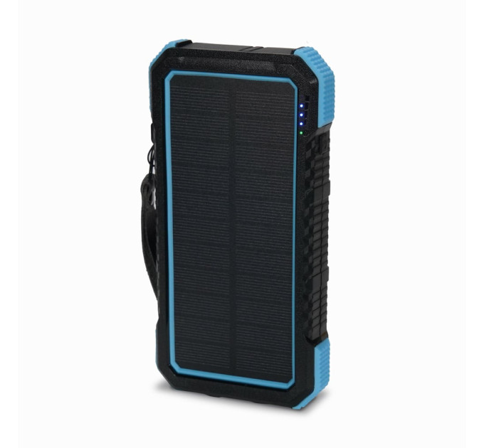 Повербанк с солнечной панелью 20000mAh Power Bank Kraft TPB-1820SLP Blue беспроводная зарядка 18W QC2.0 LED-фонарь