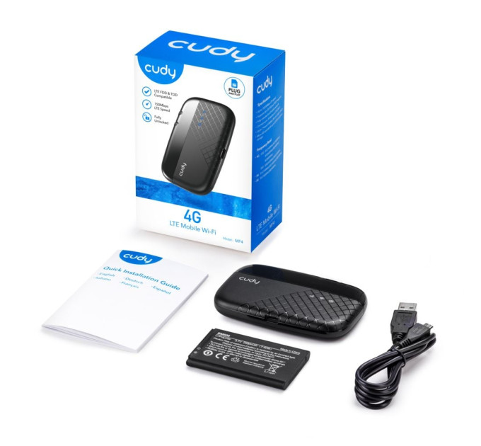 Мобільний 4G LTE WiFi-маршрутизатор Cudy MF4 CAT4 з акумуляторною батареєю 2000mAh