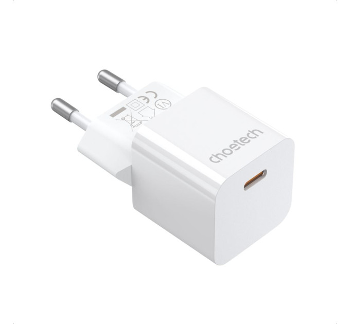 Мережевий зарядний пристрій Choetech PD5010 PD20W GAN USB-C White