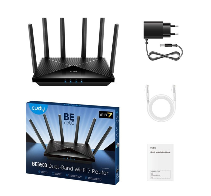 WiFi 7 Mesh-маршрутизатор 2.5G Cudy WR6500H дводіапазонний BE6500
