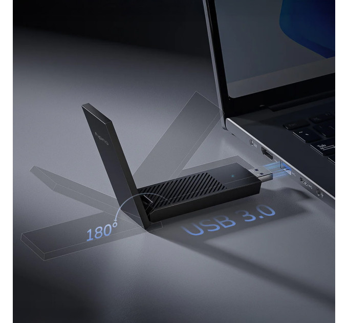 Адаптер WiFi 6E Cudy WU5400 тридіапазонний з USB 3.0 AX5400