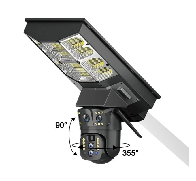 IP PTZ-відеокамера автономна з 4G, прожектором та сонячною панеллю 3Mp+3Mp+3Mp Light Vision VLC-1030IG10ZL/2C (Lamp+Solar) f=4mm, на акумуляторних батареях