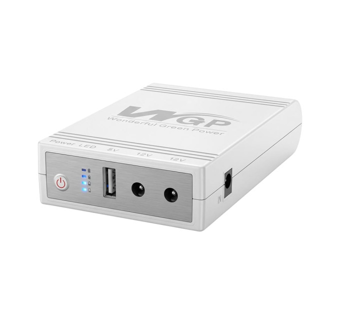 Источник бесперебойного питания с блоком питания Mini UPS WGP UPS103C Quick Charge 20000mAh 5V/12V/12V, Li-ion 4*5Ah, для роутера и оптического терминала