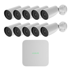 Комплект IP-відеонагляду на 10 камер Ajax IP-Video Kit 10x5Mp/2.8mm (BW): 10 циліндричних 5Mp відеокамер + 16-канальний 8Mp відеореєстратор