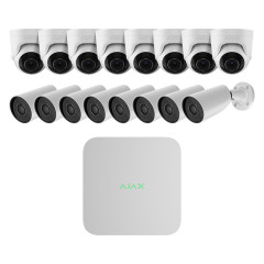 Комплект IP-відеонагляду на 16 камер Ajax IP-Video Kit 16x5Mp/2.8mm (BW/TW): 8 циліндричних 5Mp відеокамер + 8 купольних 5Mp відеокамер +16-канальний 8Mp відеореєстратор