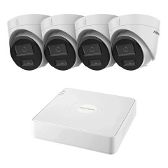 Комплект IP-відеонагляду на 4 камери Hikvision IP-Video Kit 4x2Mp (T) Mic DualLight: 4 купольні 2Mp відеокамери + 4-канальний 6Mp відеореєстратор